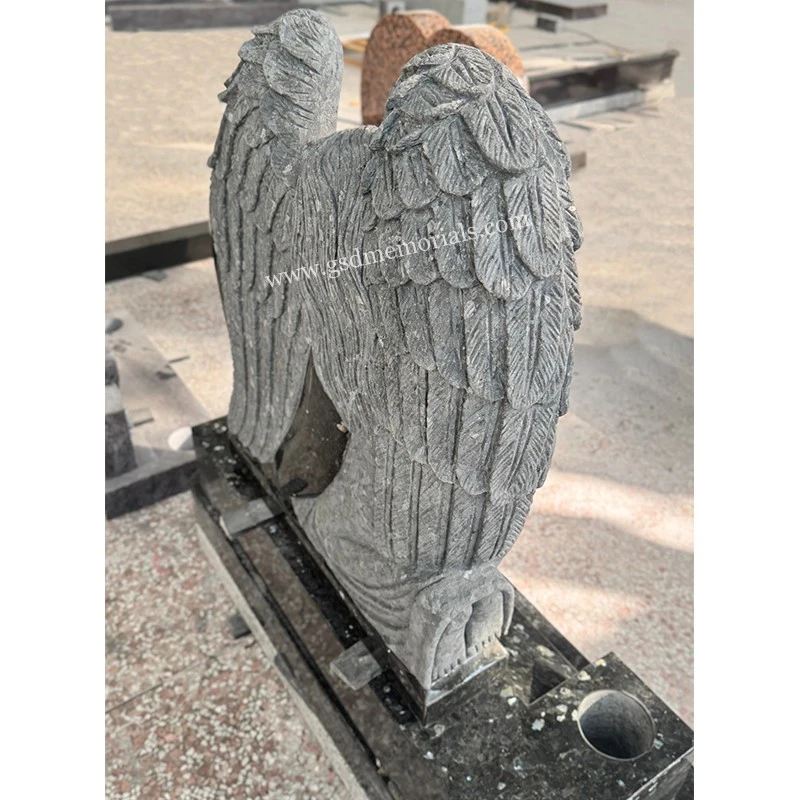 Kneeling Angel Heart Upright Tombstone