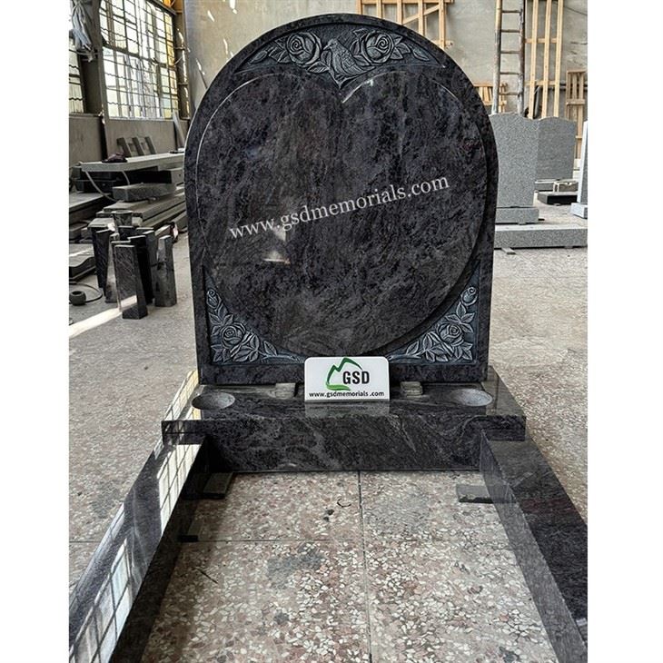 Bahama Blue Heart Headstone Kerb Sets